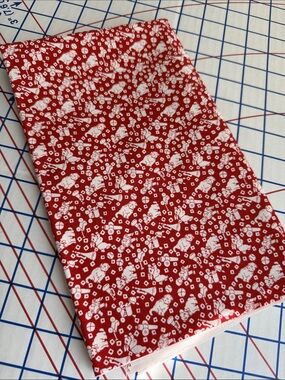 RJR Fabrics 2006 Vintage Toy Novelty Fabric Red White Teddy Bear Doll Cotton 2/3